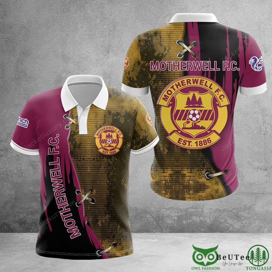 Motherwell F.C. Dark Pink Cross Pattern 3D Polo Tshirt Hoodie