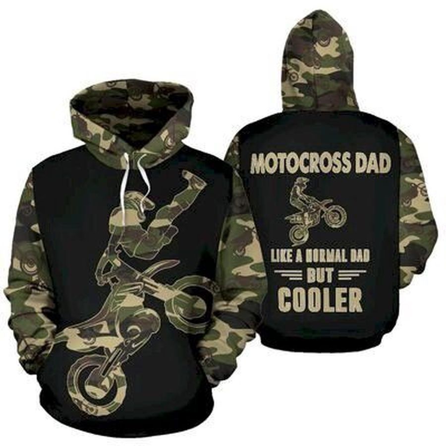 Motocross Dad Camouflage Pattern Seamless Black 3D Hoodie Sweatshirt