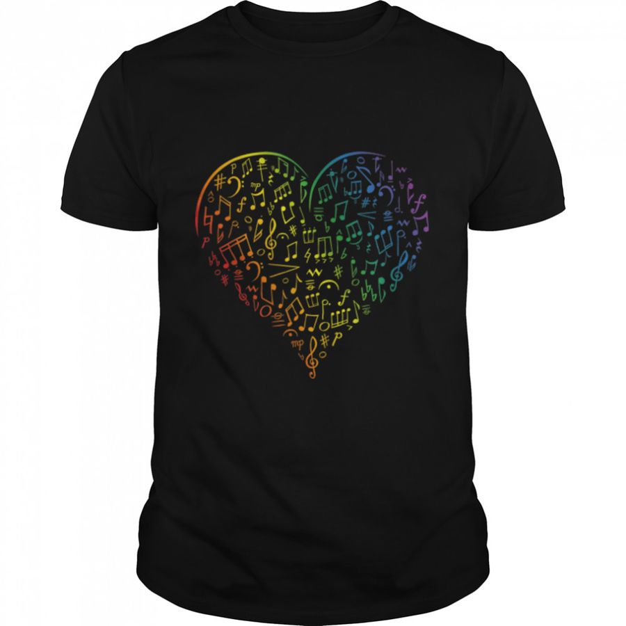 Music love heart for singers, musicians or music teachers T-Shirt B0B5FTWGKK