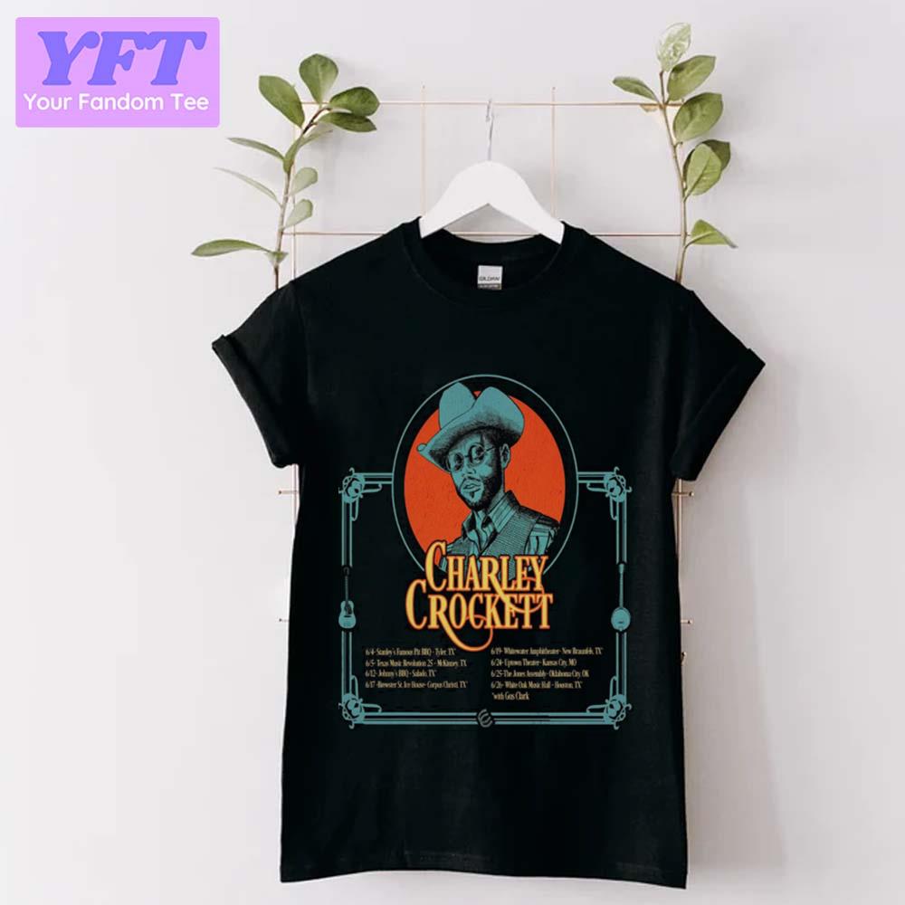 Music Vintage Tour List Retro Charley Guitarist Crockett Unisex T-Shirt
