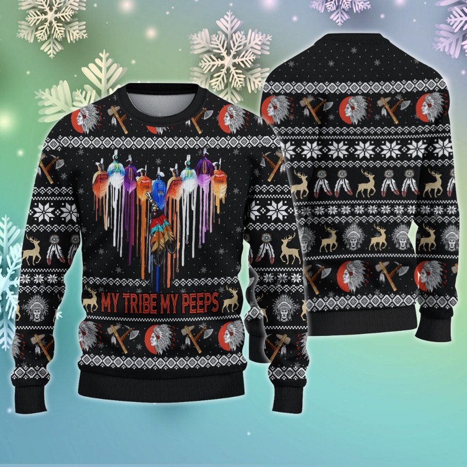 My Tribe my peeps Heart feathers Ugly Sweater