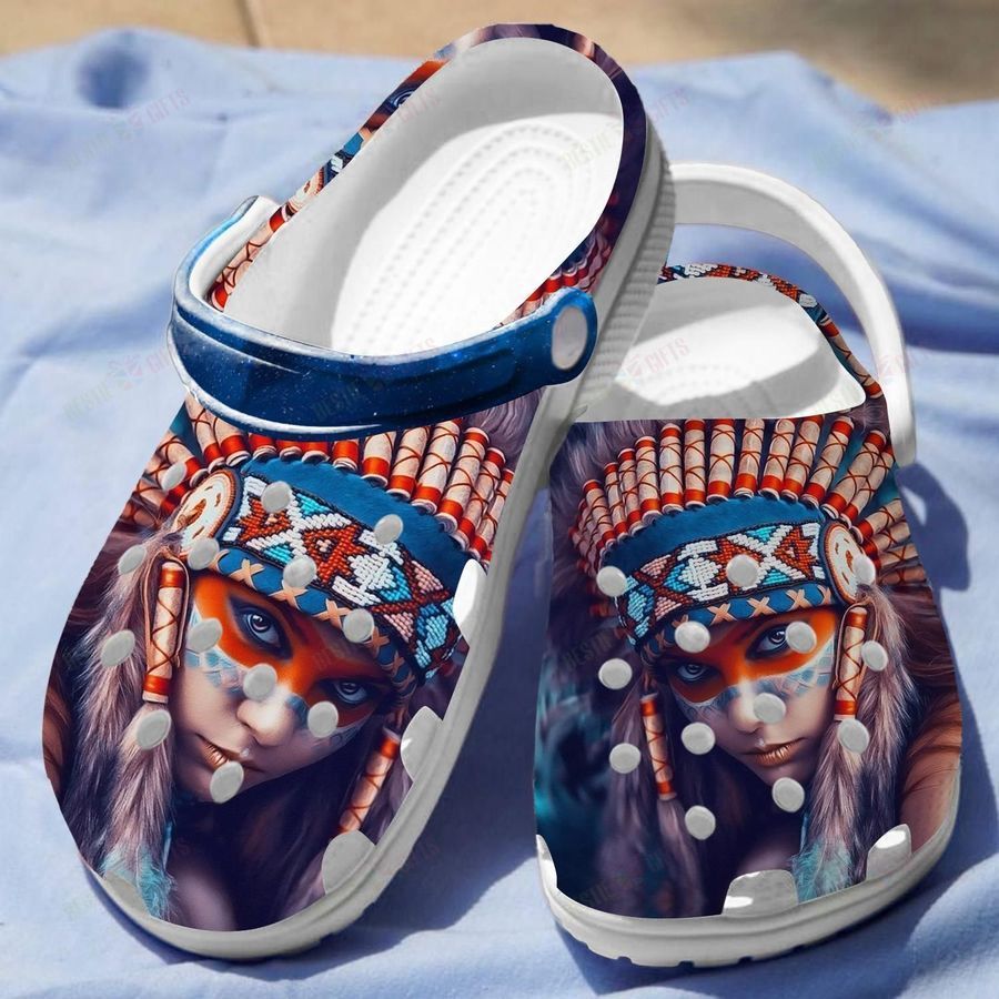 Native American Girl Crocs Classic Clogs Shoes
