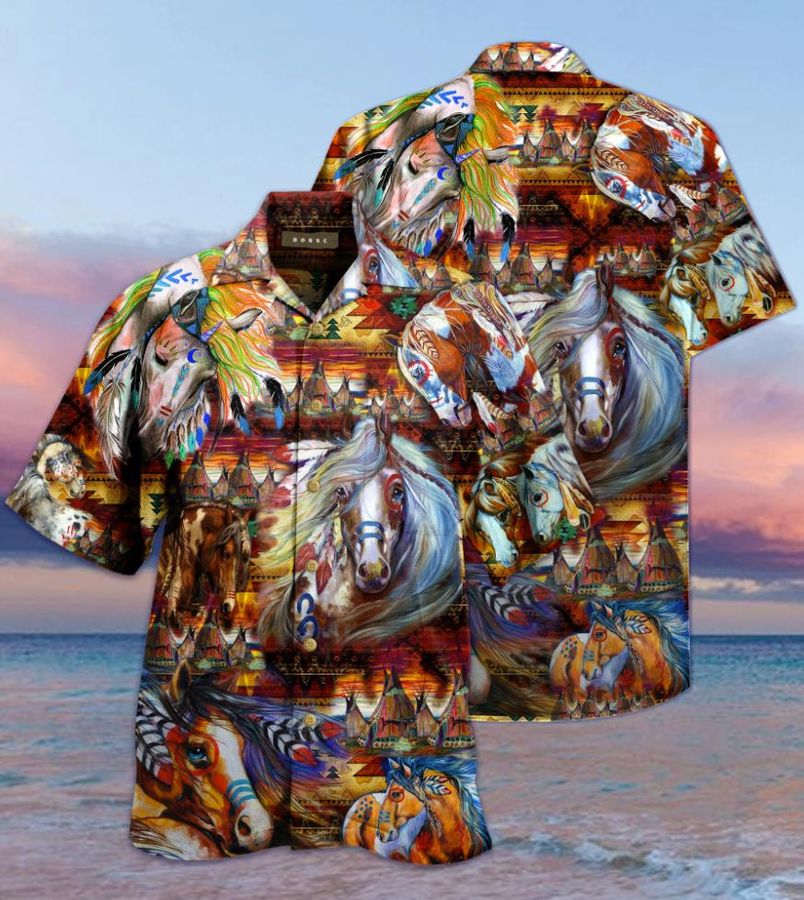Native American Horses Hawaiian Shirt Pre12657, Hawaiian shirt, beach shorts, One-Piece Swimsuit, Polo shirt, funny shirts, gift shirts, Graphic Tee