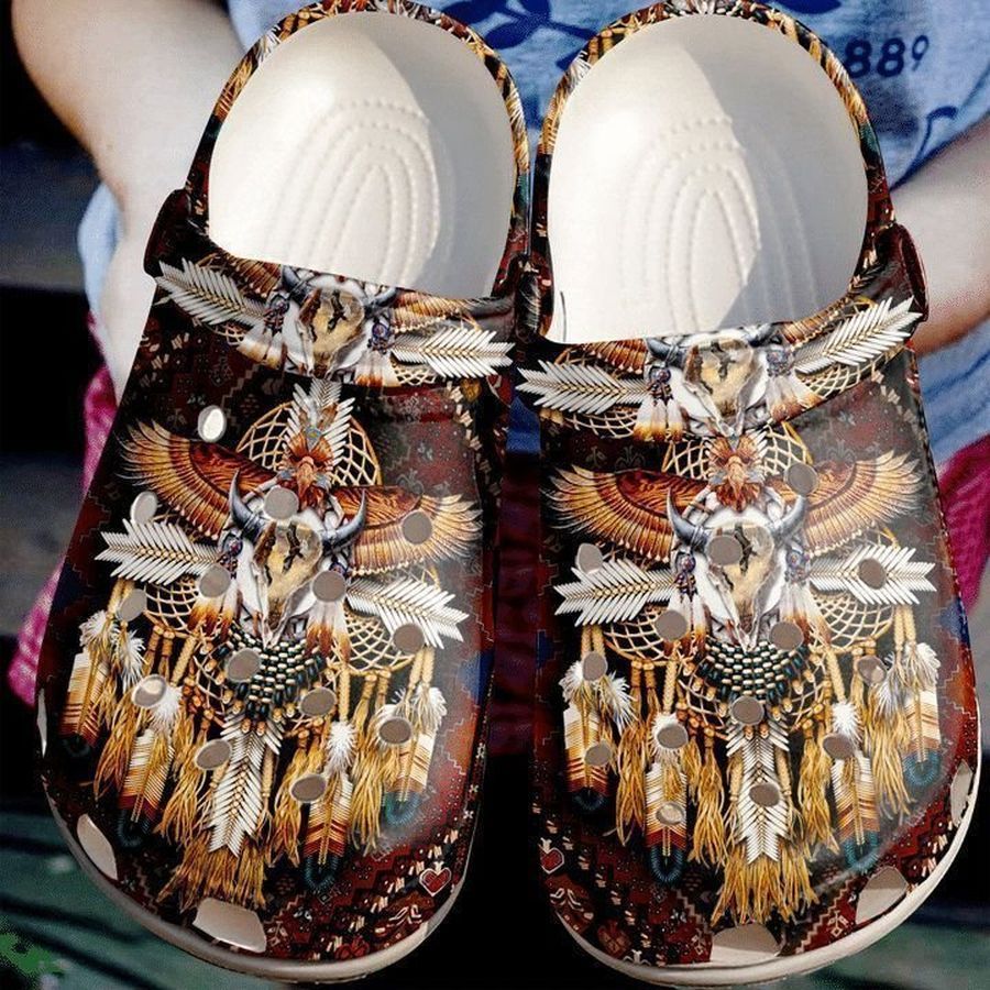 Native American Rubber Crocs Crocband Clogs, Comfy Footwear