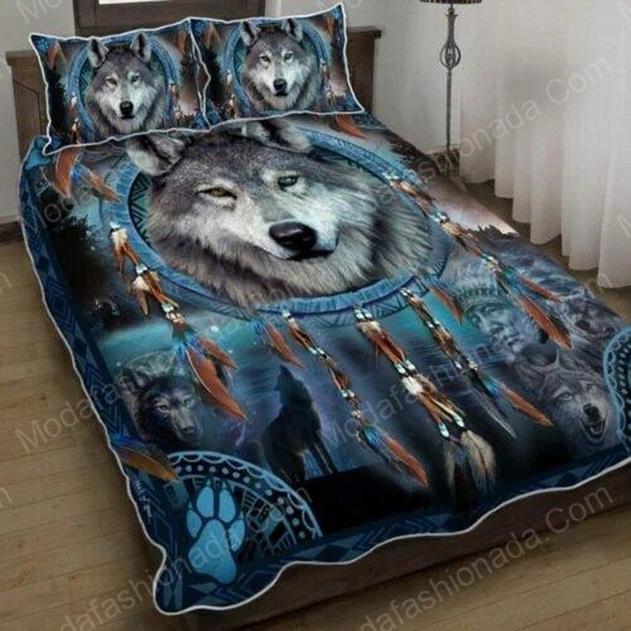 Native American Wolf Spirit Animal 3 Bedding Set – Duvet Cover – 3D New Luxury – Twin Full Queen King Size Comforter Cover