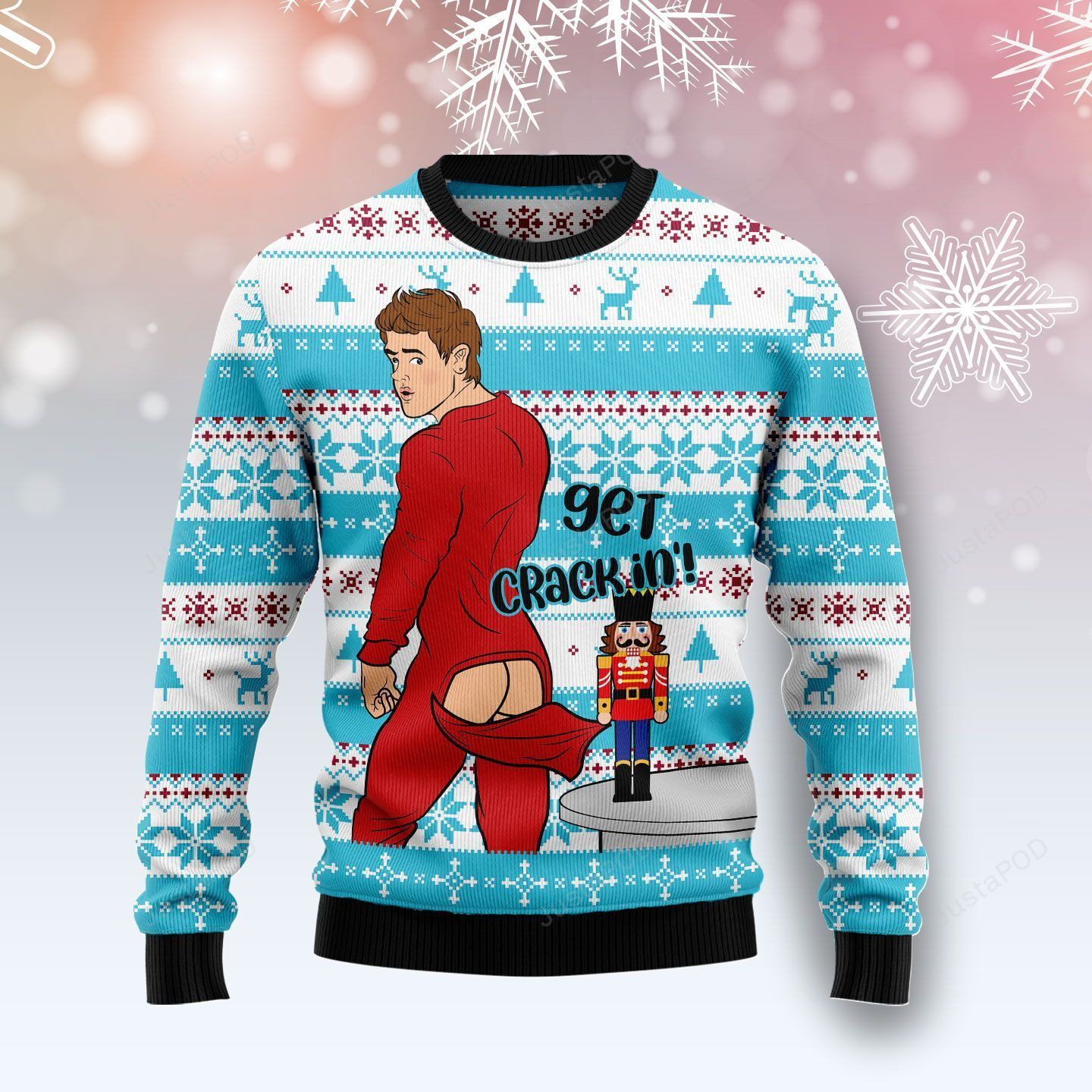 Naughty Nutcracker Get Crack In Ugly Christmas Sweater All Over