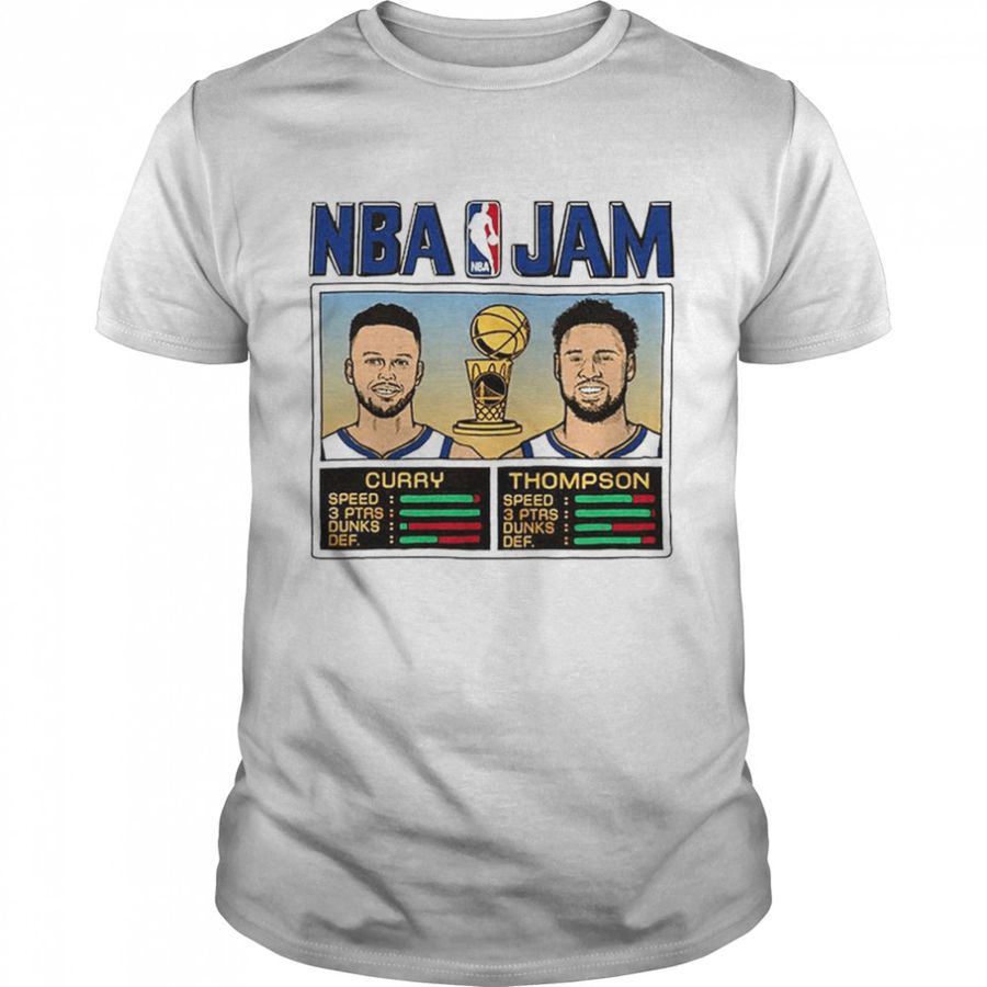 NBA Jam Stephen Curry and Klay Thompson Gold Golden State Warriors 2022 NBA Finals Champions T-Shirt