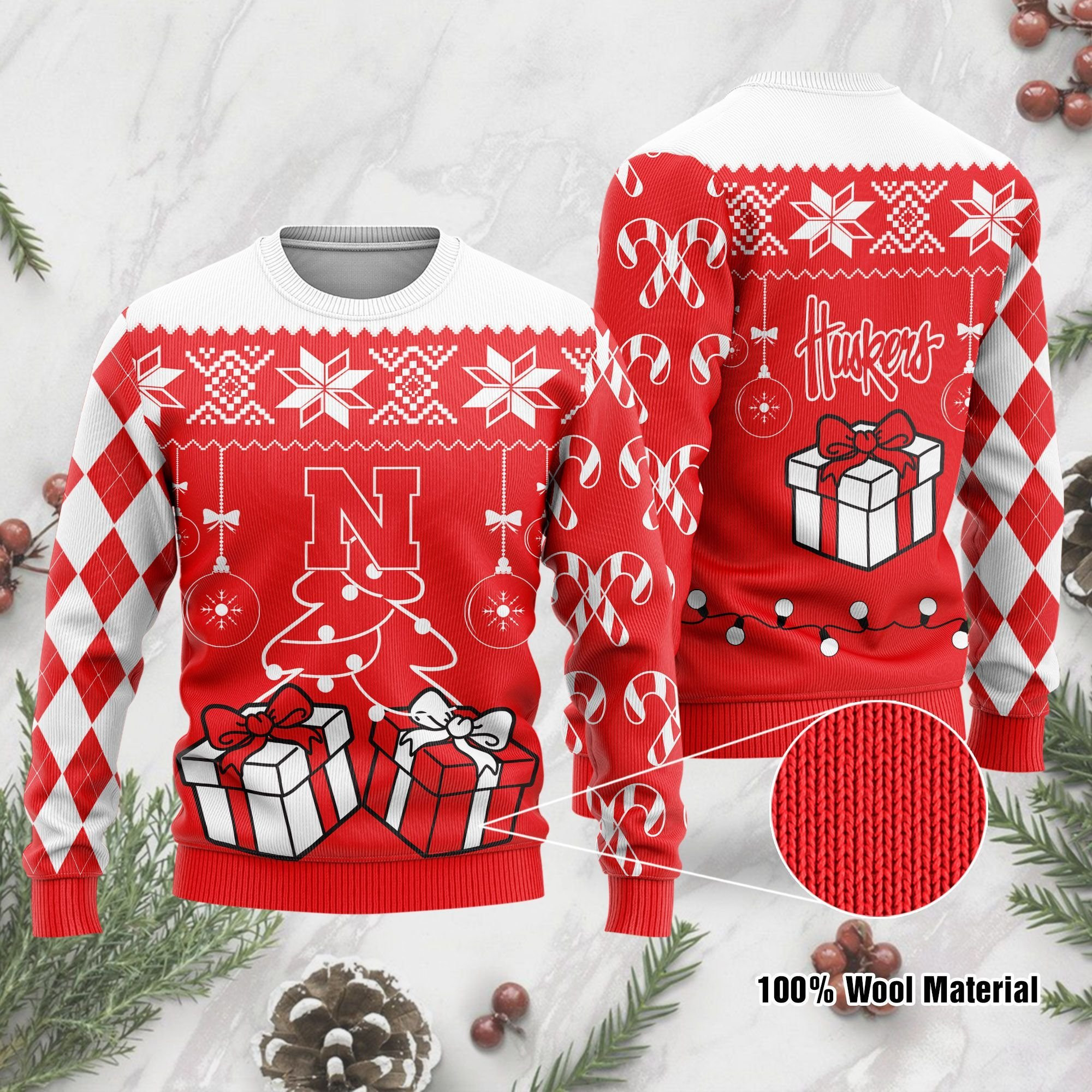 Nebraska Cornhuskers Funny Ugly Christmas Sweater Ugly Sweater Christmas Sweaters