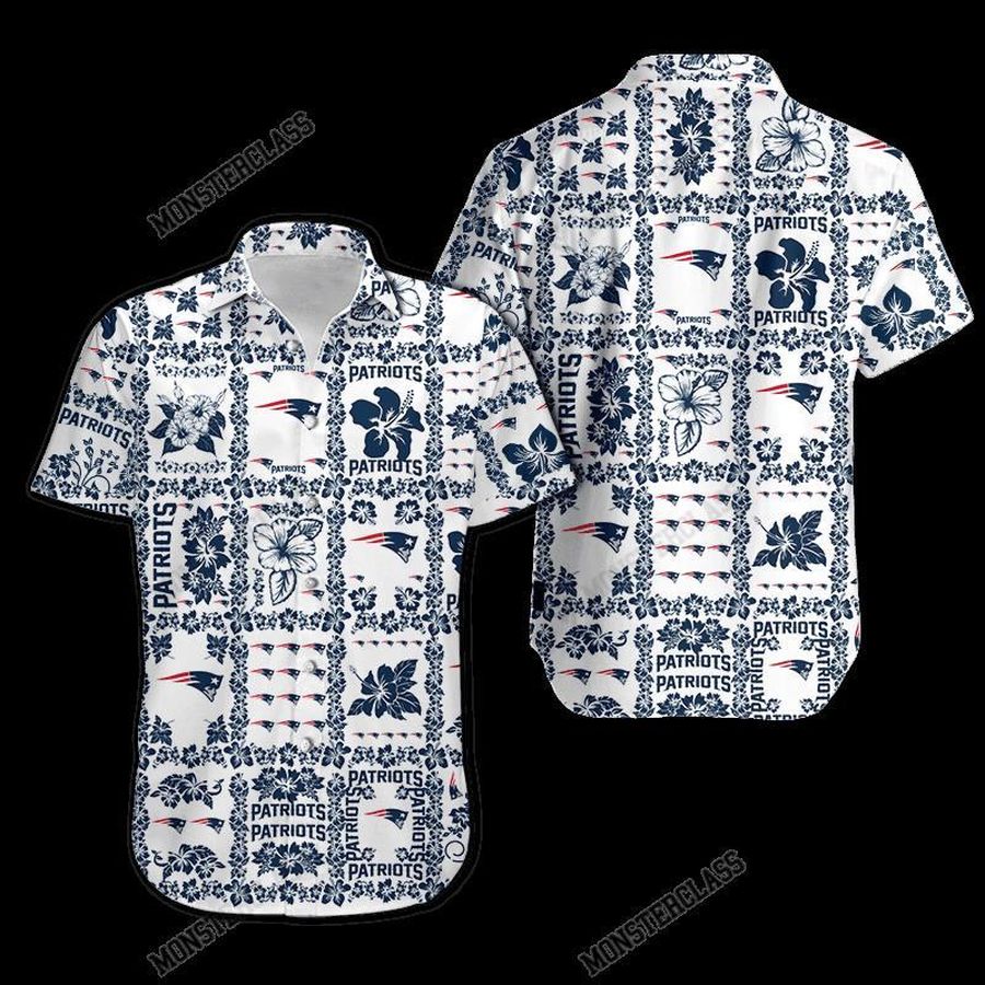 New England Patriots Hibiscus Hawaiian Shirt Short