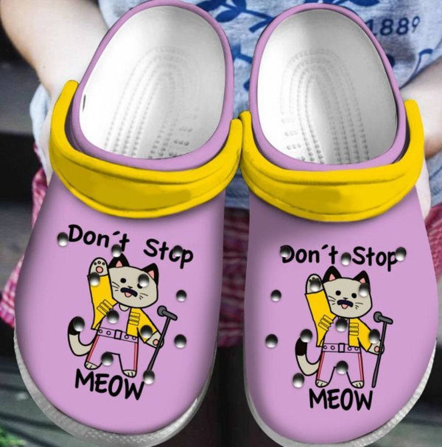  New Freddie Mercury Cat Don’T Stop Meow Gift For Fan Classic Water Rubber Crocs Crocband Clogs, Comfy Footwear 