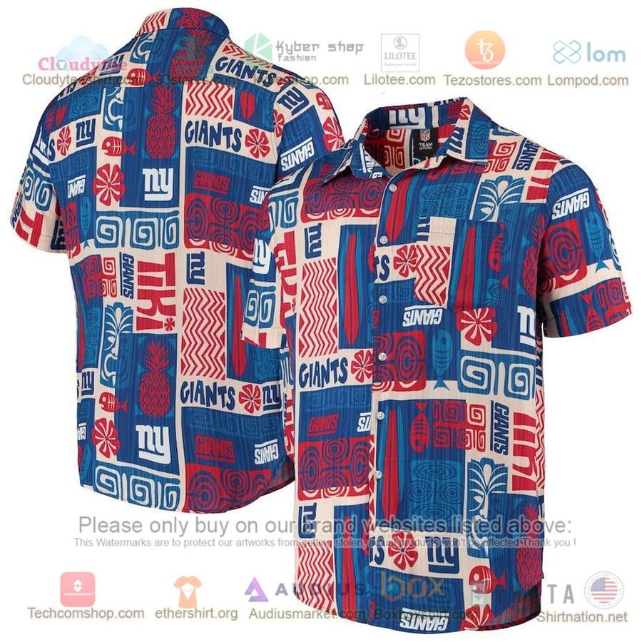 New York Giants Royal-Tan Tiki Floral Hawaiian Shirt – LIMITED EDITION