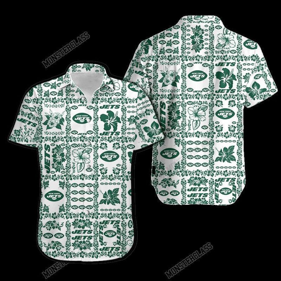 New York Jets Hibiscus Hawaiian Shirt Short