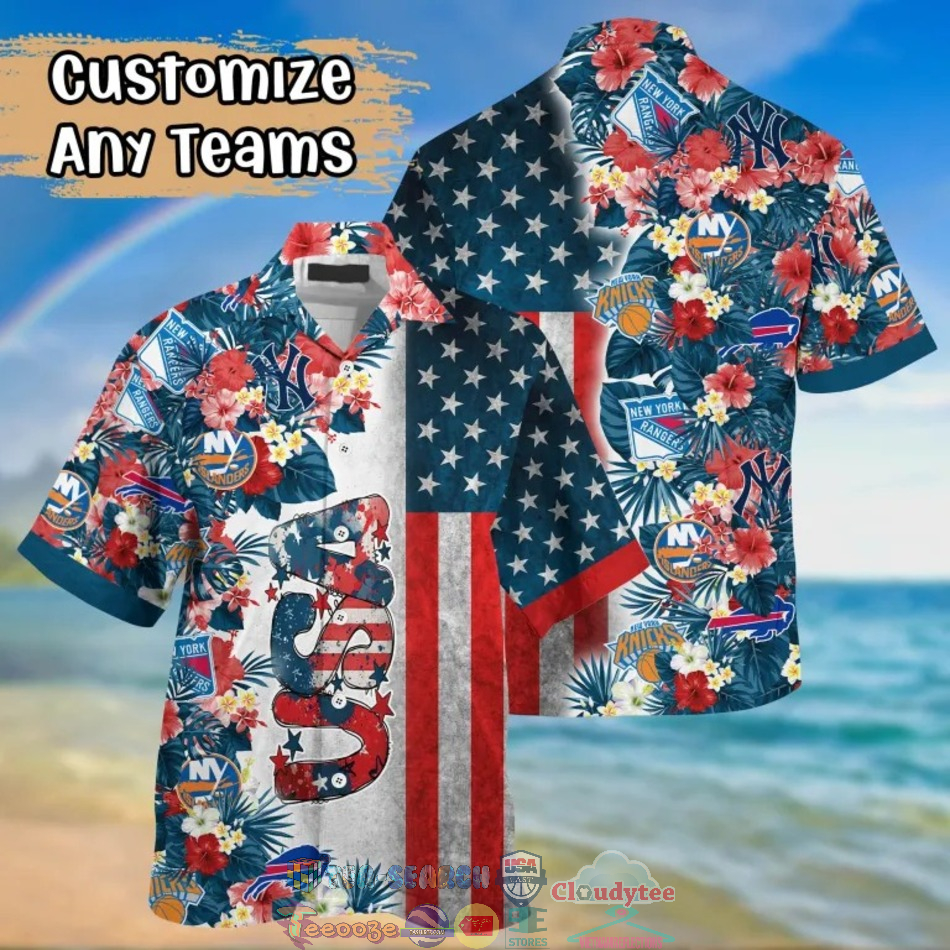 New York Sport Teams USA Flag Tropical Hawaiian Shirt – Saleoff