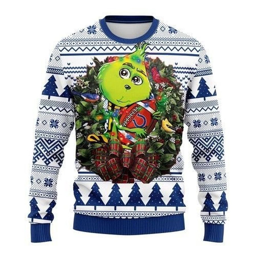 Nfl Indianapolis Colts Grinch Hug Ugly Christmas Sweater All Over