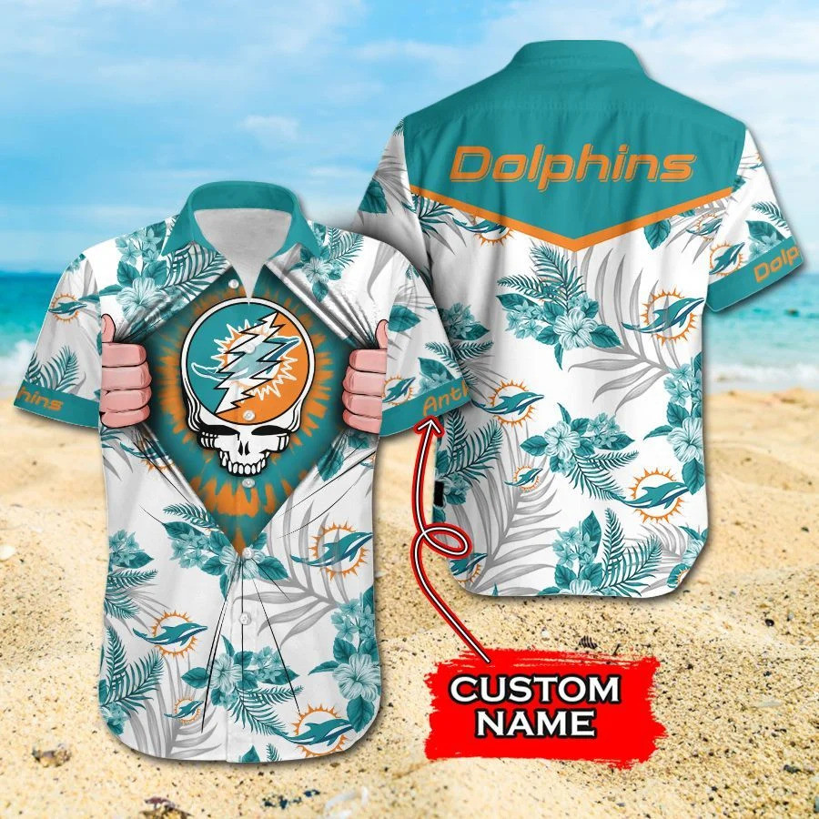 Nfl-miami Dolphins Hawaiian Shirt Grateful Dead Custom Name