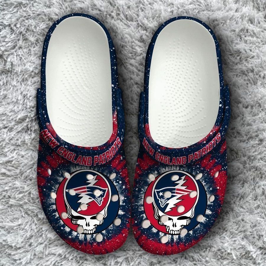 Nfl New England Patriots Grateful Dead Classic gift For lover Rubber Crocs Crocband Clogs, Comfy Footwear TL97