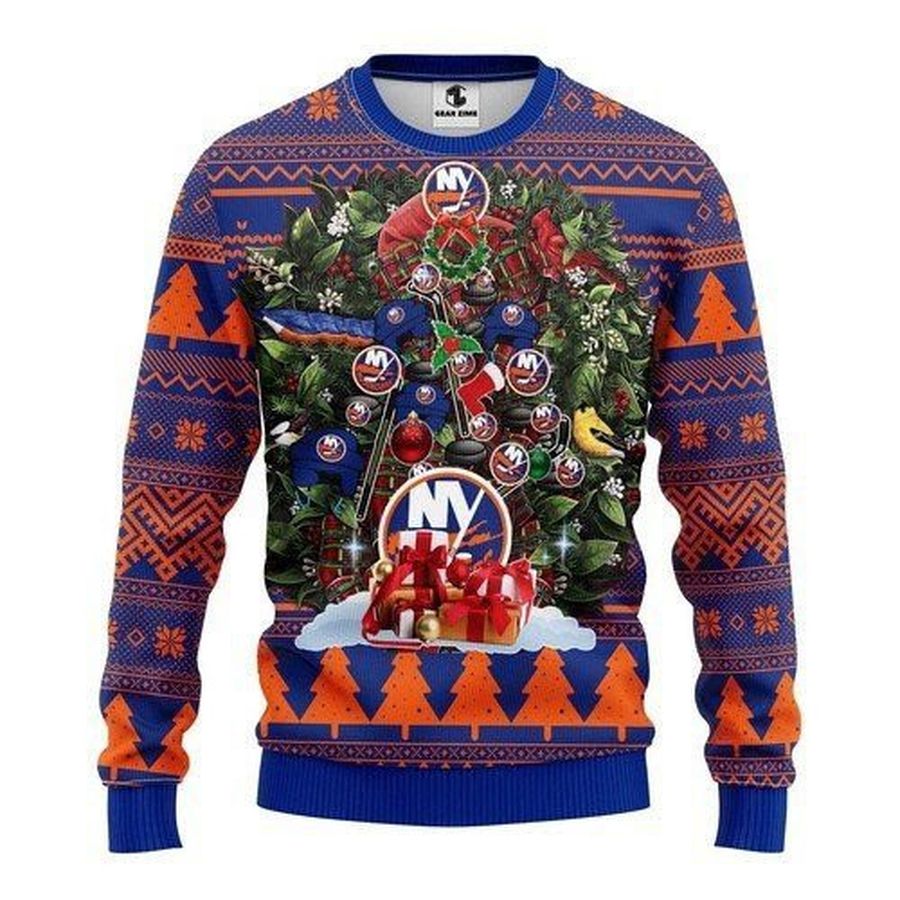 Nhl New York Islanders Tree Ugly Christmas Sweater All Over