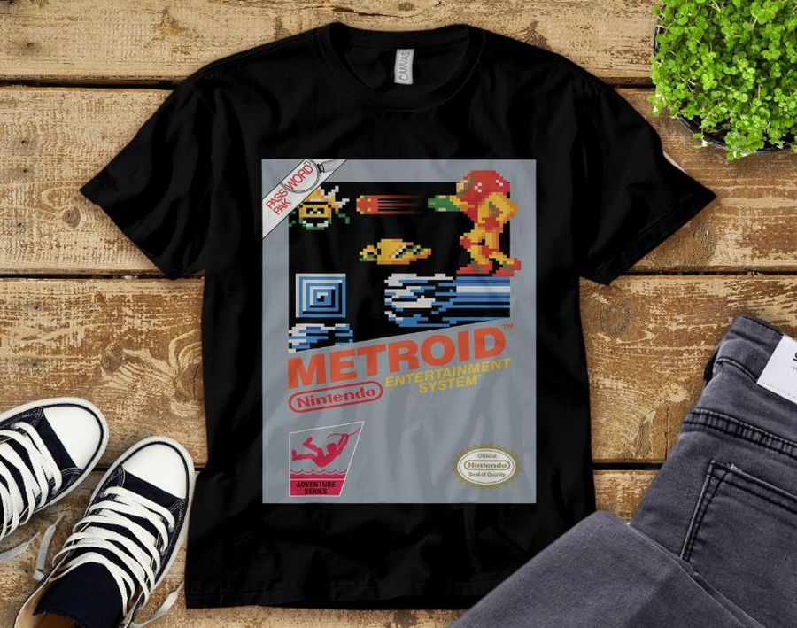 Nintendo NES Metroid Retro Vintage Cover Graphic T-Shirt