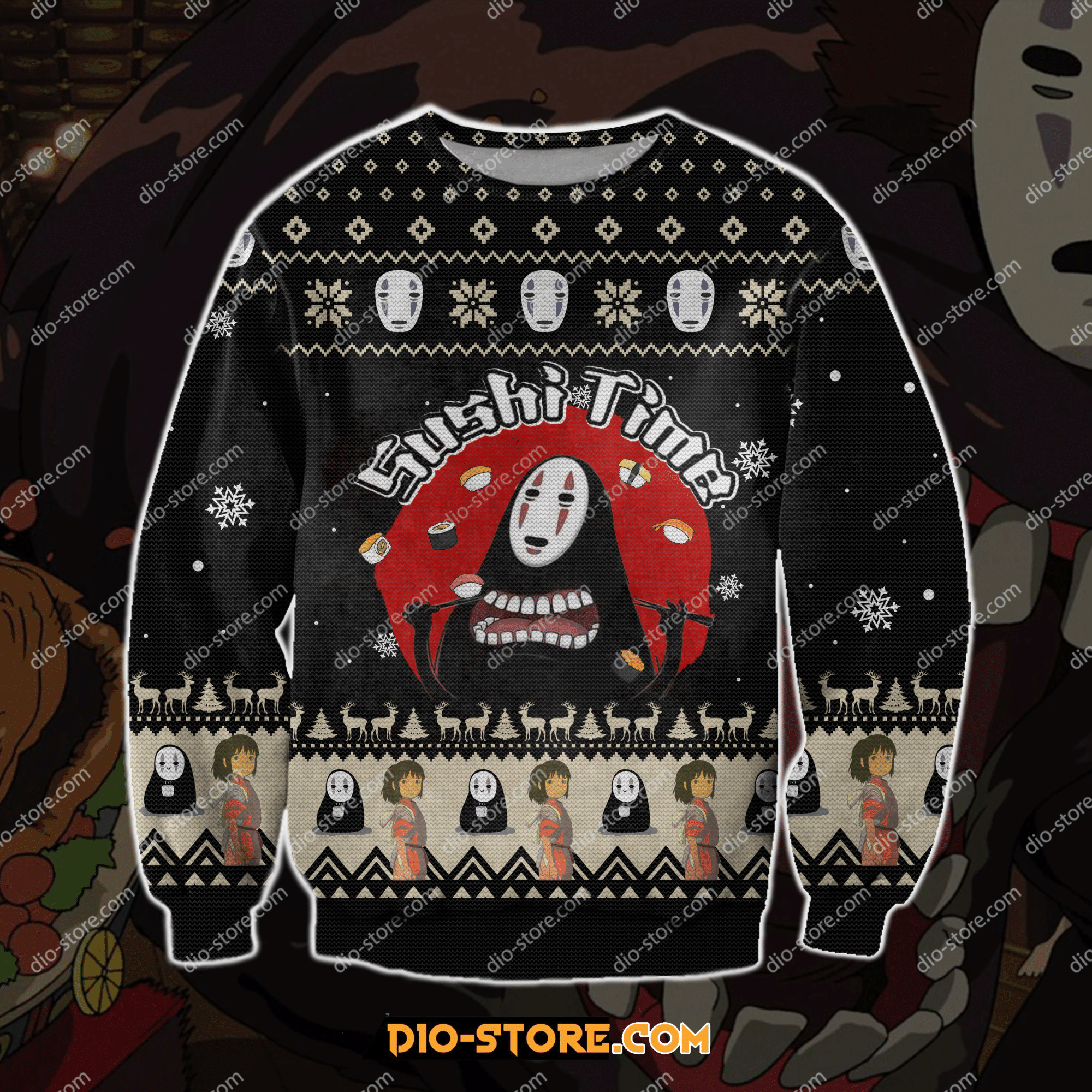 No-Face Spirited Away Ugly Christmas Sweater All Over Print Sweatshirt