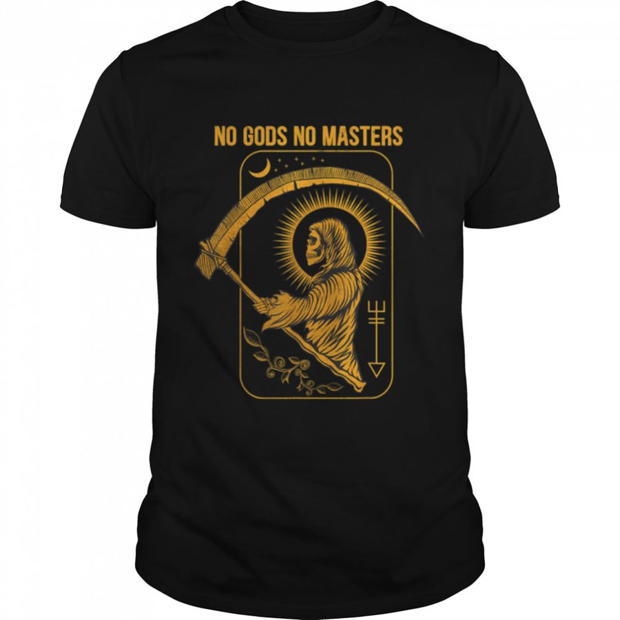 No Gods No Masters Satanic Evil Baphomet Tarot Death Satan T-Shirt B08X5VXNX1