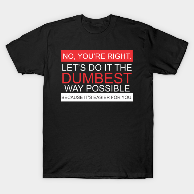NO you're right lets do it the dumbest way possible T-shirt, Hoodie, SweatShirt, Long Sleeve