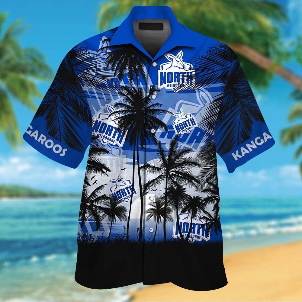 North Melbourne Kangaroos Short Sleeve Button Up Tropical Aloha Hawaiian Shirts For Men Women Afl