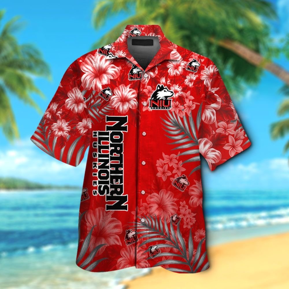 Northern Illinois Huskies Short Sleeve Button Up Tropical Aloha Hawaiian Shirts For Men Women