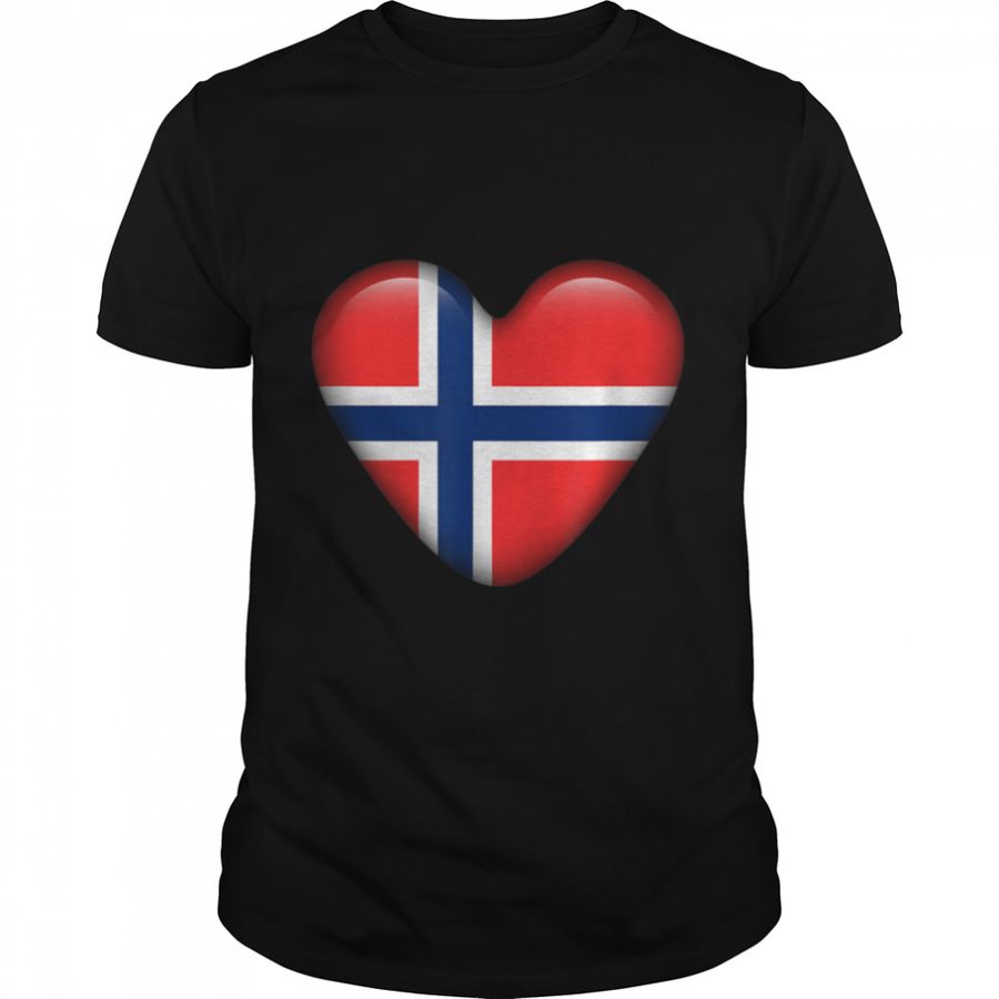 Norway Love Heart Country Flag T-Shirt B0B9SZHP6Y