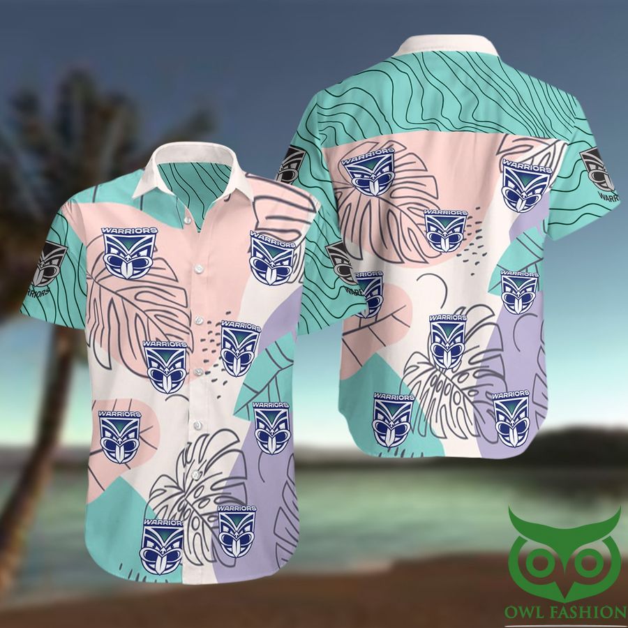 NRL New Zealand Warriors Pastel Pink Puple and Green Hawaiian Shirt