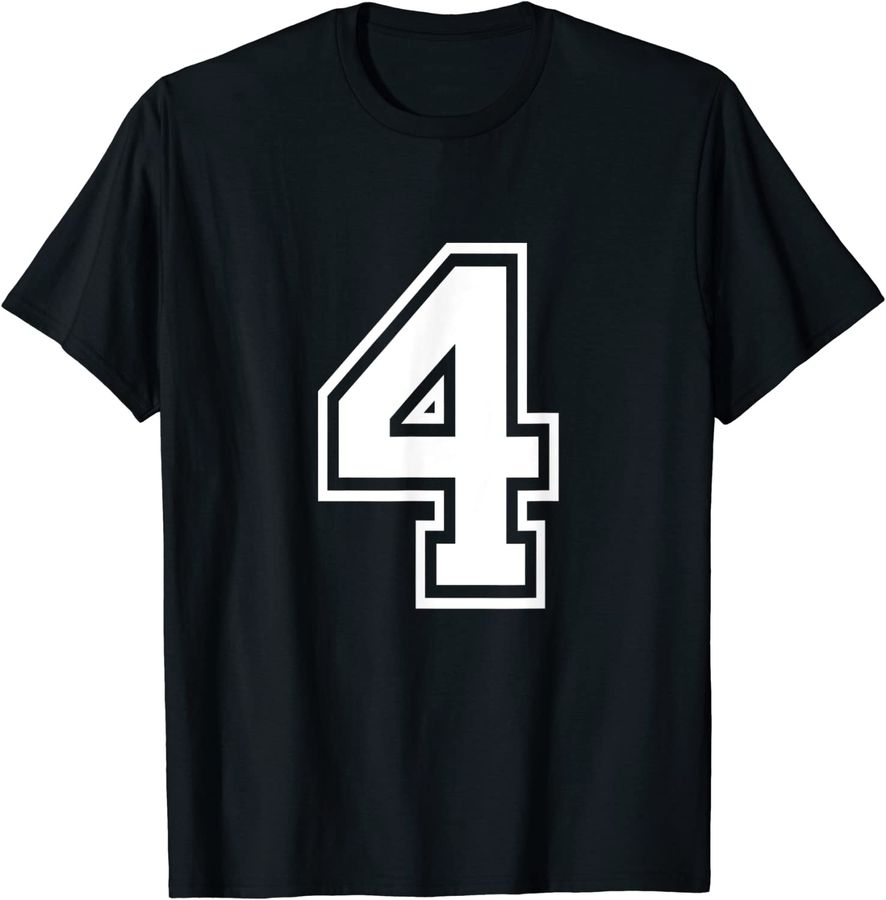 Number 4 T-Shirt Birthday Varsity Sports Team Jersey