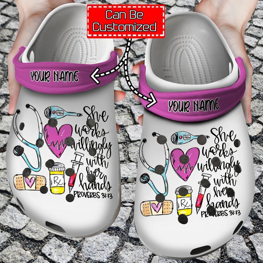 Nurse Crocs - Personalized Nurse She Works Willingly Clog Shoes