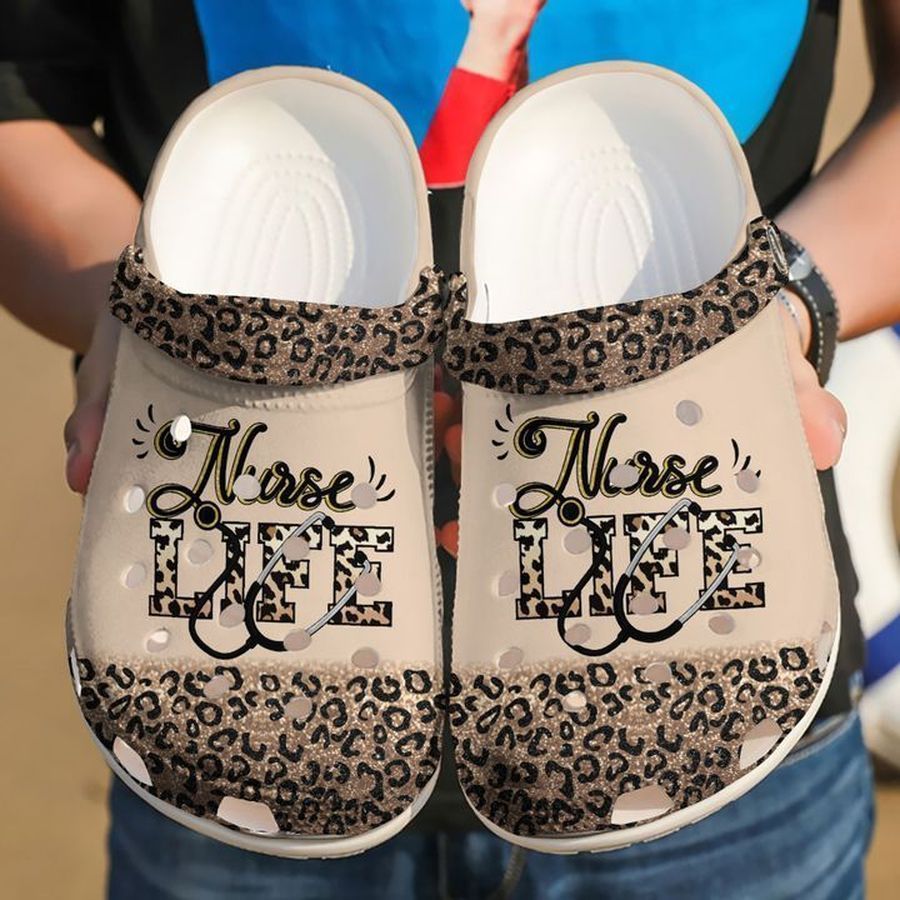 Nurse Nursing Life Cheetah V2 Sku 1690 Crocs Clog Shoes