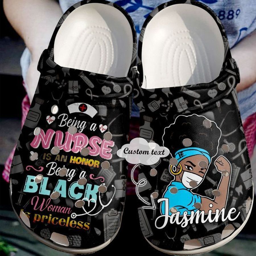 Nurse Personalized Black Crocs Clog Shoes