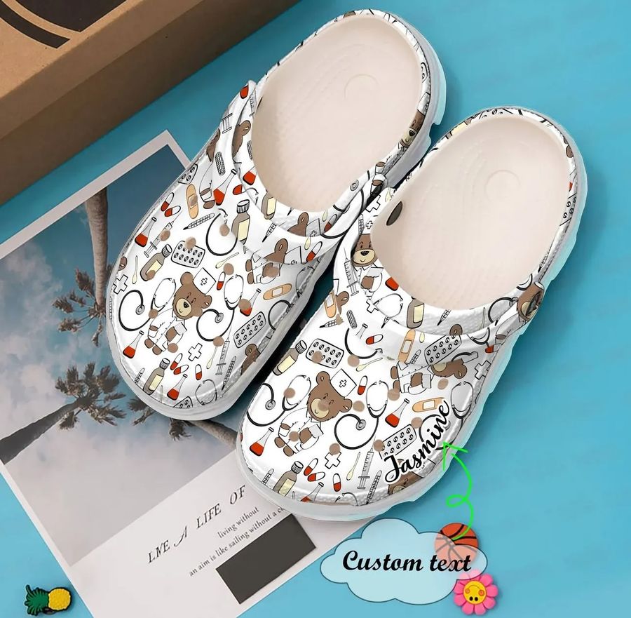 Nurse Personalized Clog Custom Crocs Comfortablefashion Style Comfortable For Women Men Kid Print 3D Bear