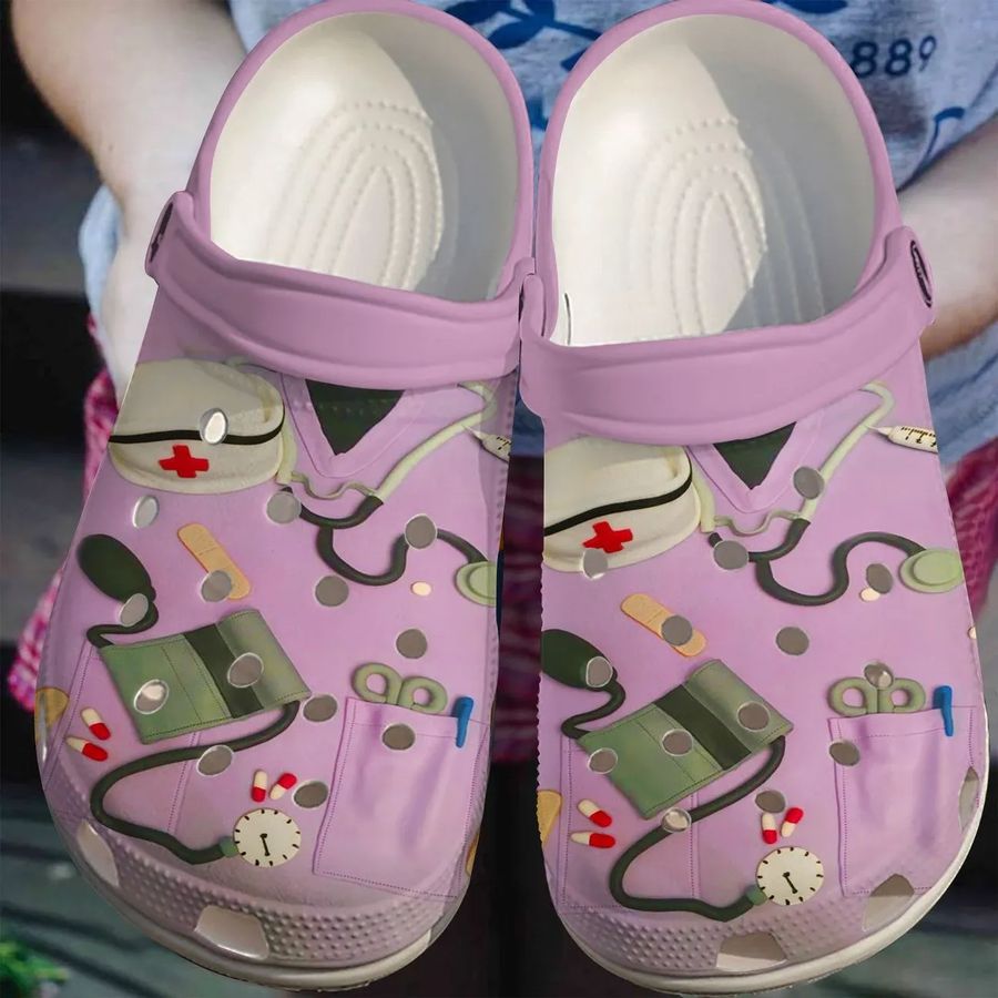 Nurse Personalized Clog Custom Crocs Comfortablefashion Style Comfortable For Women Men Kid Print 3D Living The Scrub Life