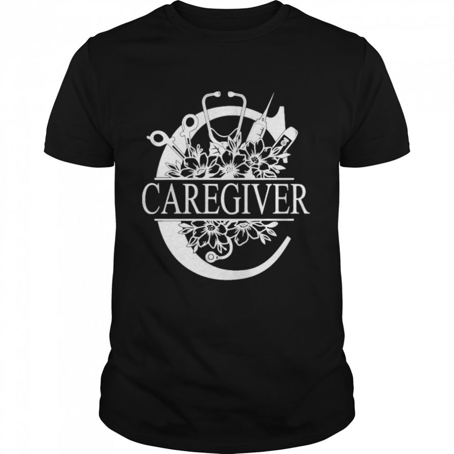 Nurse Split Floral Frame Caregiver Shirt