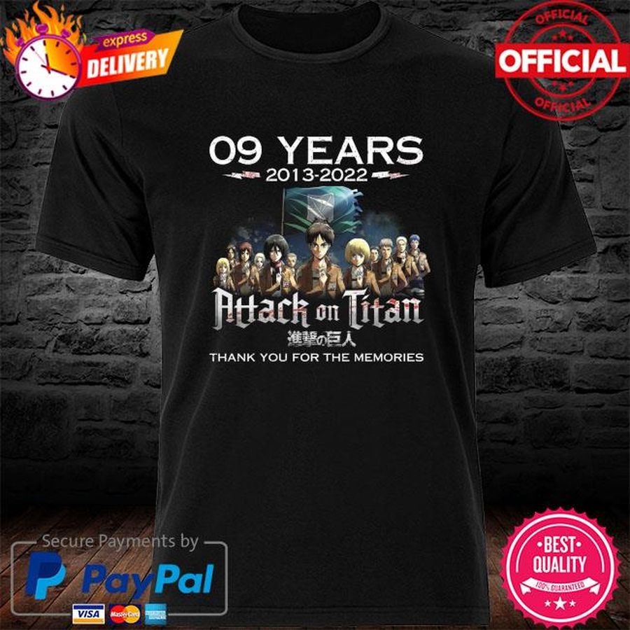 Official 09 years 2013 2022 Attack On Titan thank you for the memories shirt