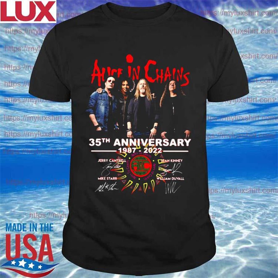 Official Alice In Chains 35th anniversary 1987 2022 signatures shirt
