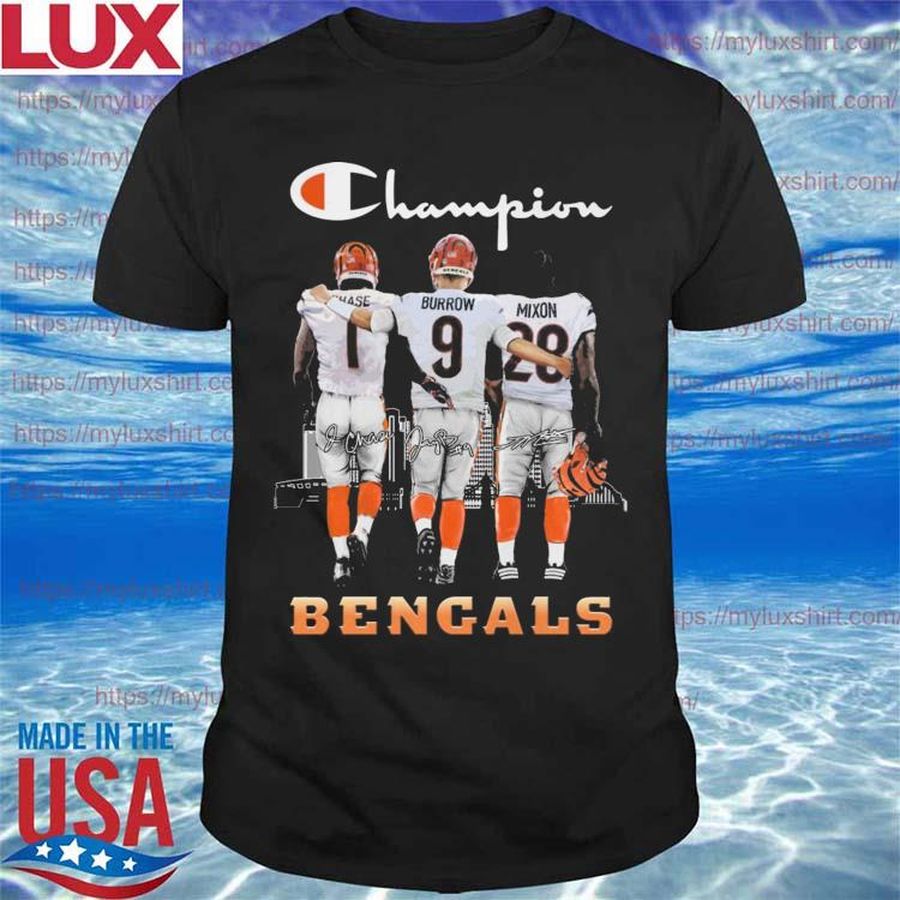 Official Champions Chase and Burrow and Mixon Cincinnati Bengals Signatures Shirt