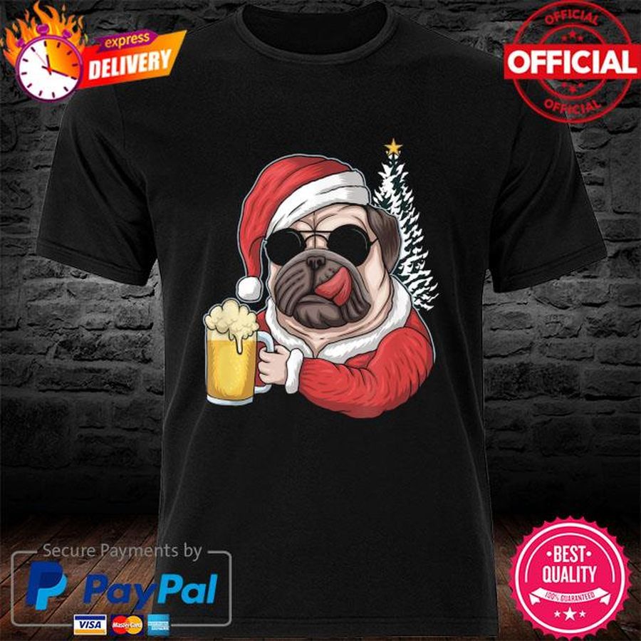 Official Pitbull Dog Santa Hat On Xmas Drink Beer Merry Christmas Sweater