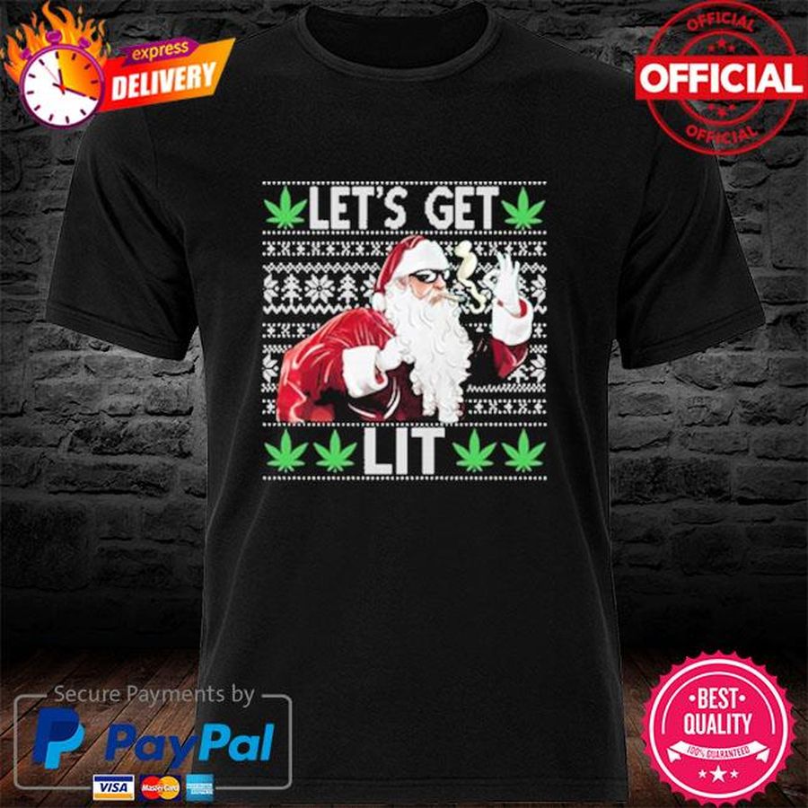 Official Santa Claus Smoking Let's get Lit Ugly Christmas Sweatshirt