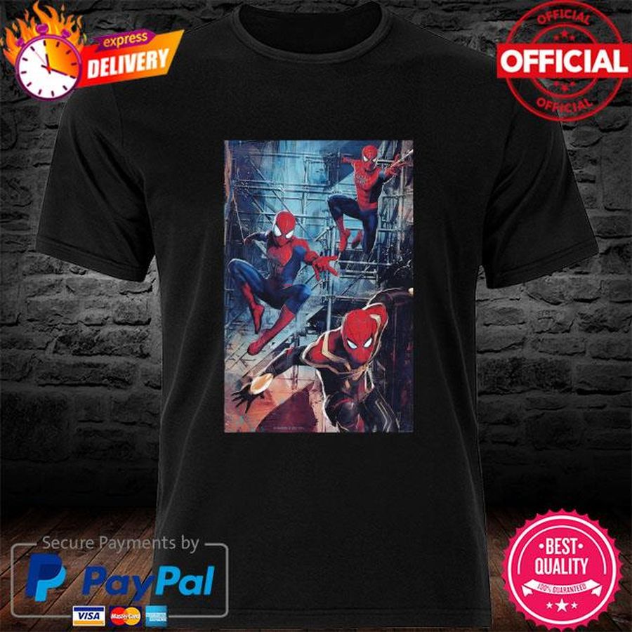 Official Spider-Man No Way Home Spider-Men Jump Tee Shirt