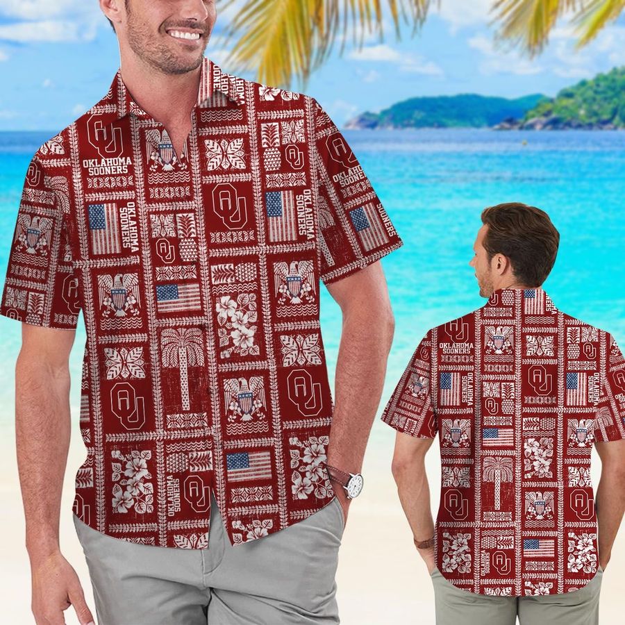 Oklahoma Sooners Summer Commemorative Short Sleeve Button Up Tropical Aloha Hawaiian Shirts For Men Women University Of Oklahoma