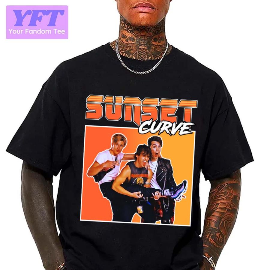 Orange Retro Design Sunset Curve Unisex T-Shirt