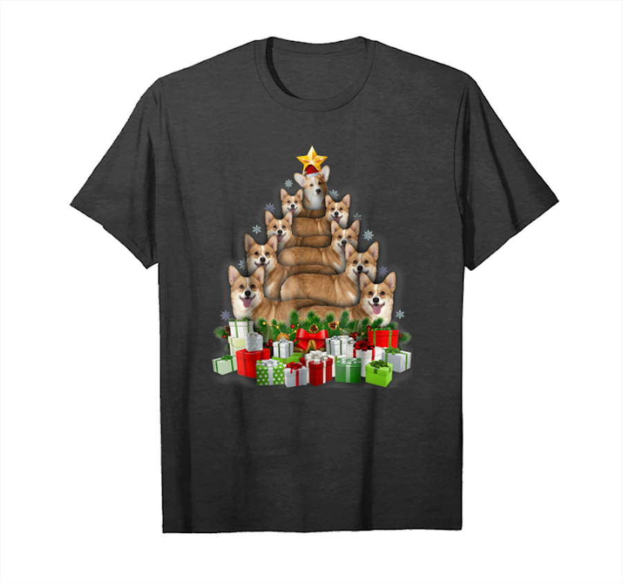 Order Dogs Lover Cute Corgi Christmas Tree Unisex T-Shirt.png