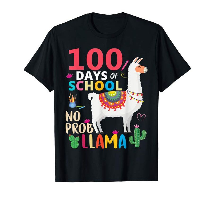Order No Probllama 100 Days Of School LLama Teachers Tshirt