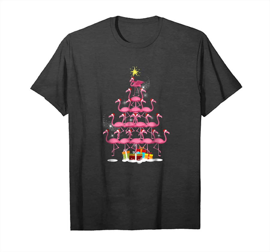 Order Now Santa Flamingo Christmas Tree Gift T Shirt Pink Women Girl Unisex T-Shirt.png