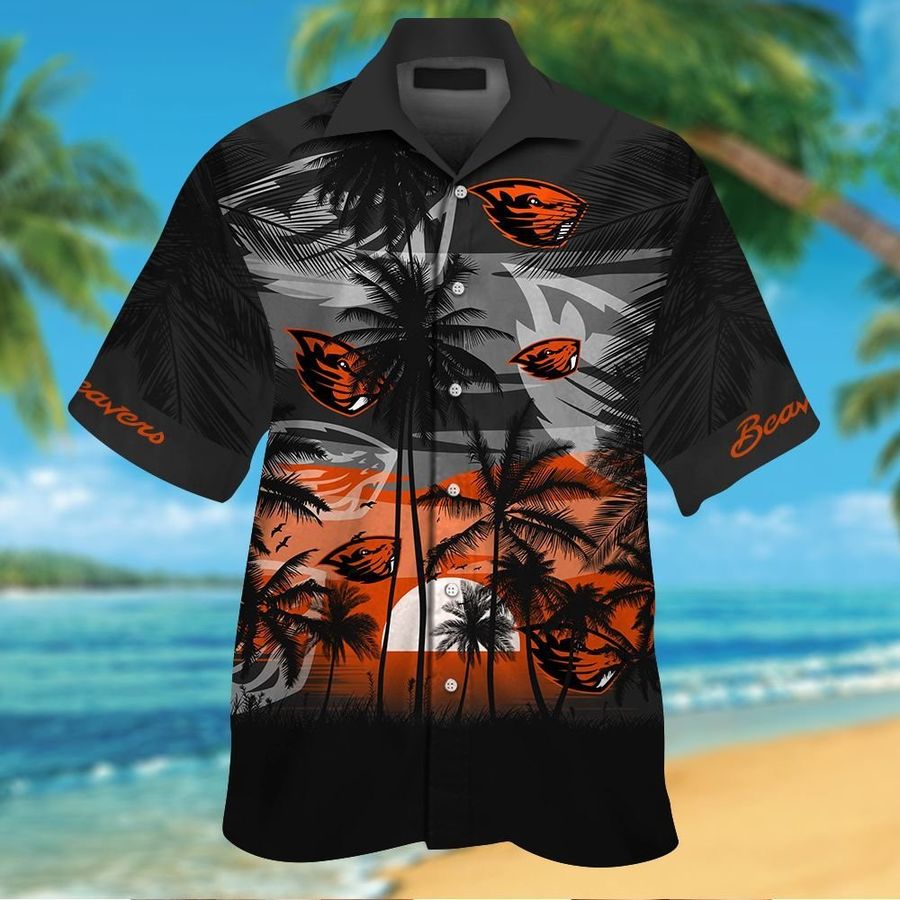 Oregon State Beavers Short Sleeve Button Up Tropical Aloha Hawaiian Shirts For Men Women Shirt