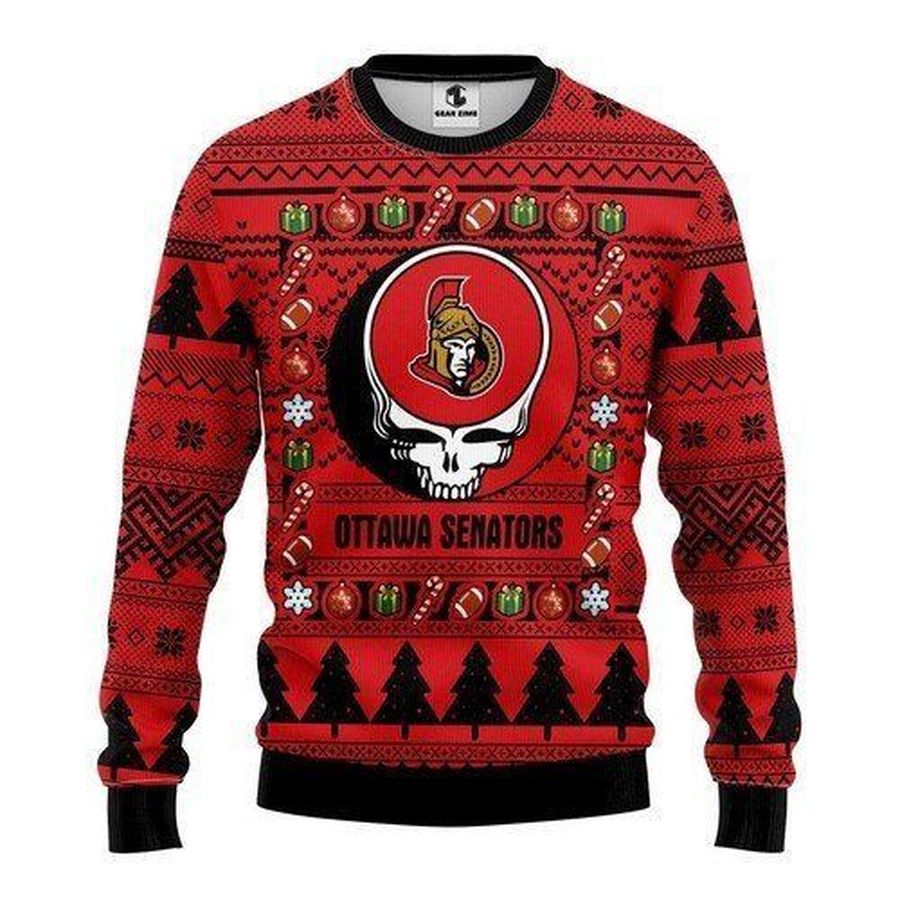 Ottawa Senators Grateful Dead For Unisex Ugly Christmas Sweater All