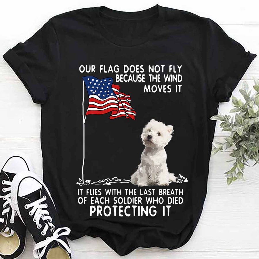 Our flag does not fly because the wind moves it – America flag, Shih Tzu dog